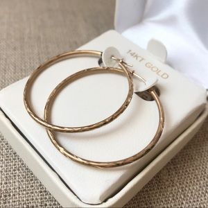 14kt Gold Diamond Cut Hoops